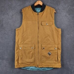 Burton Analog Divest Reversible Vest Mens Medium Teal Mustard Quilted Puffer